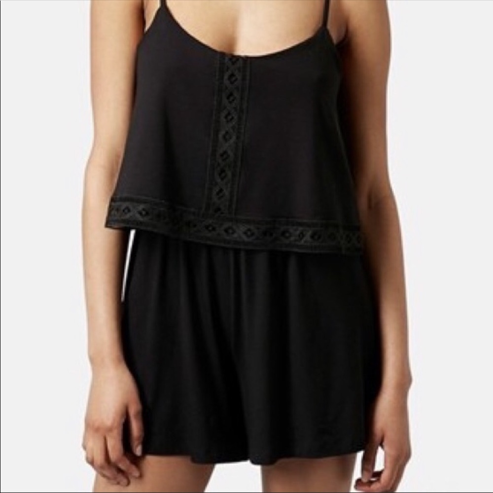 Topshop Black Overlay Romper